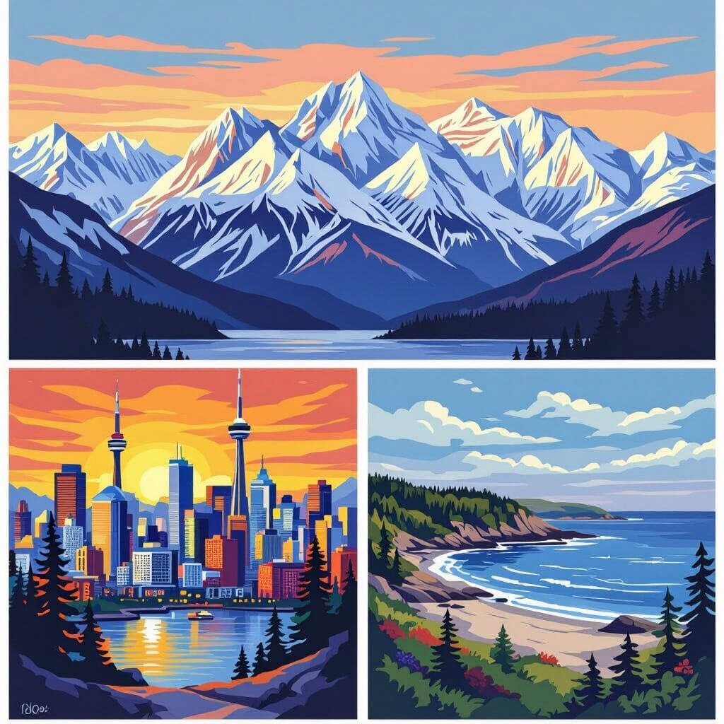Canadian Landscapes in Wildlife Art Style