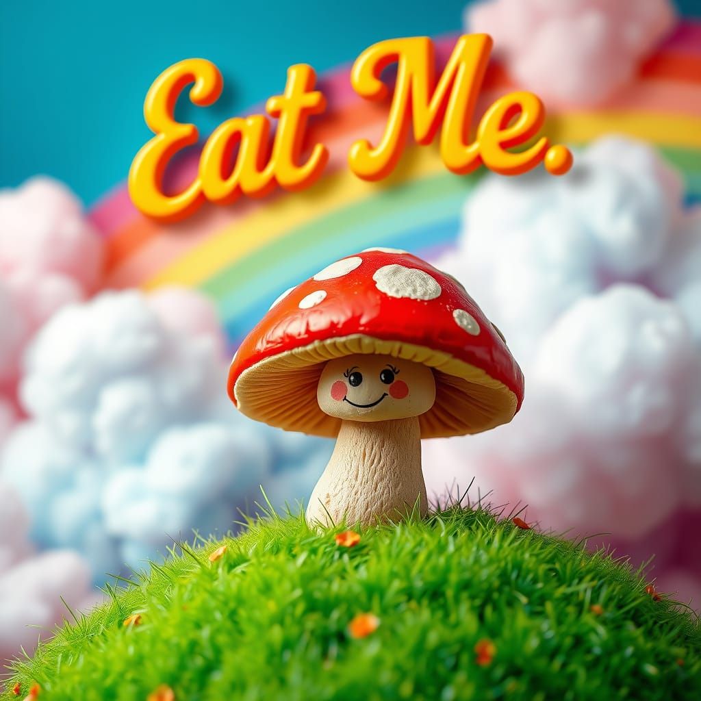 Whimsical Mushroom in a Vibrant Fantasy World