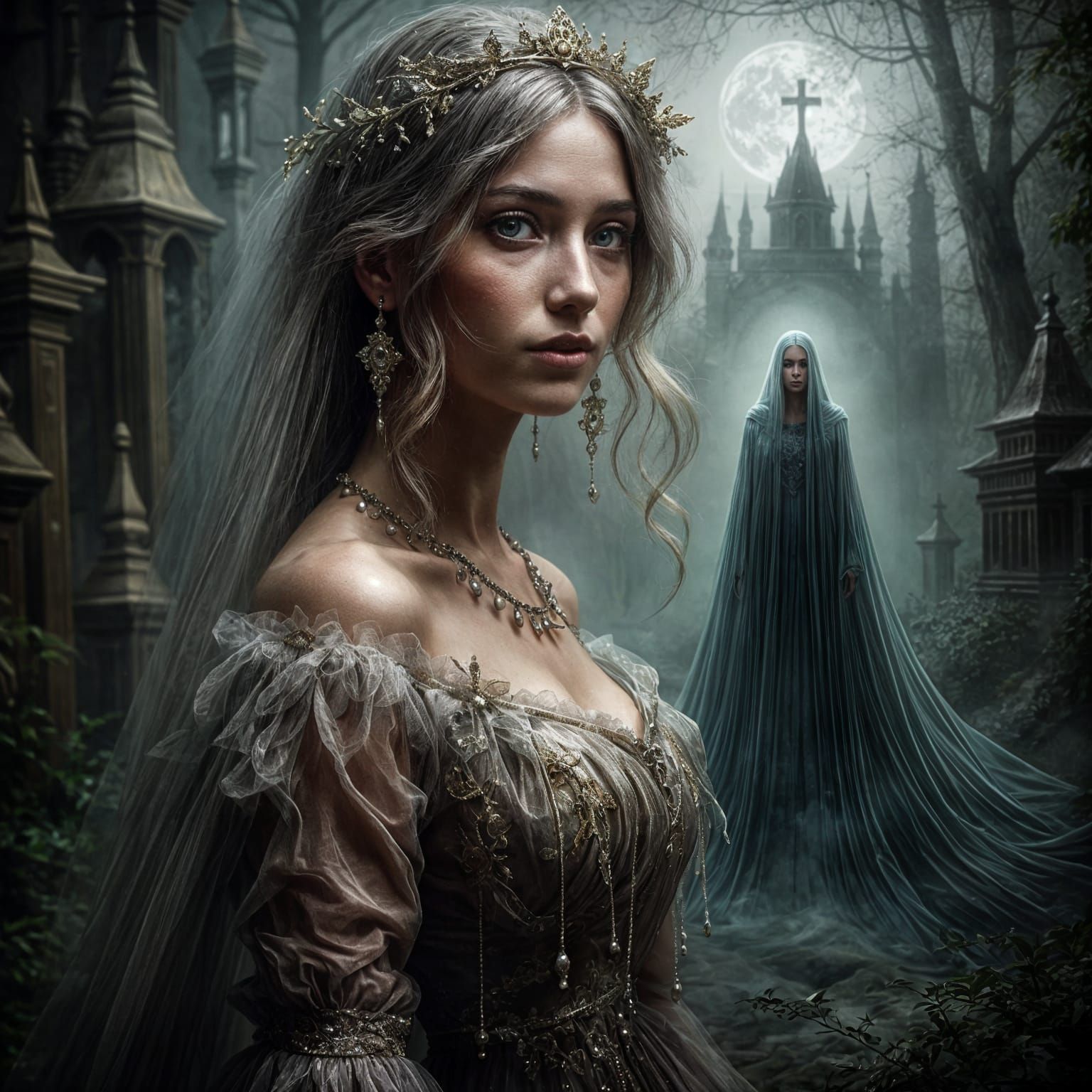 Ethereal Anastasia Romanovna Zacharina in Renaissance Gown,....