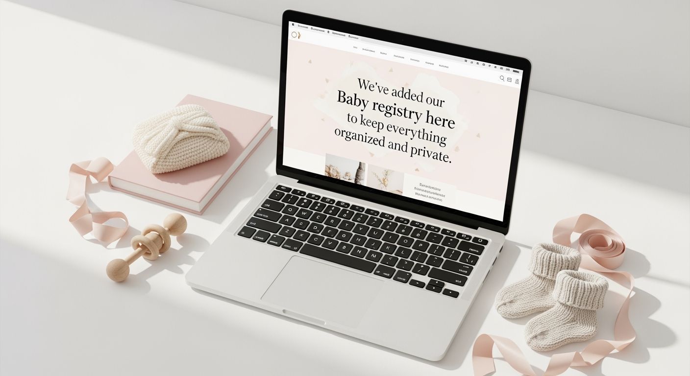 Cozy Modern Flat Lay: Laptop with Family Blog Announcement