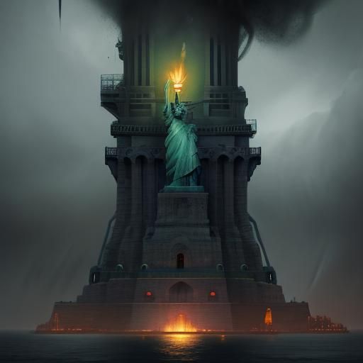 Statue of Liberty Inside a Tornado