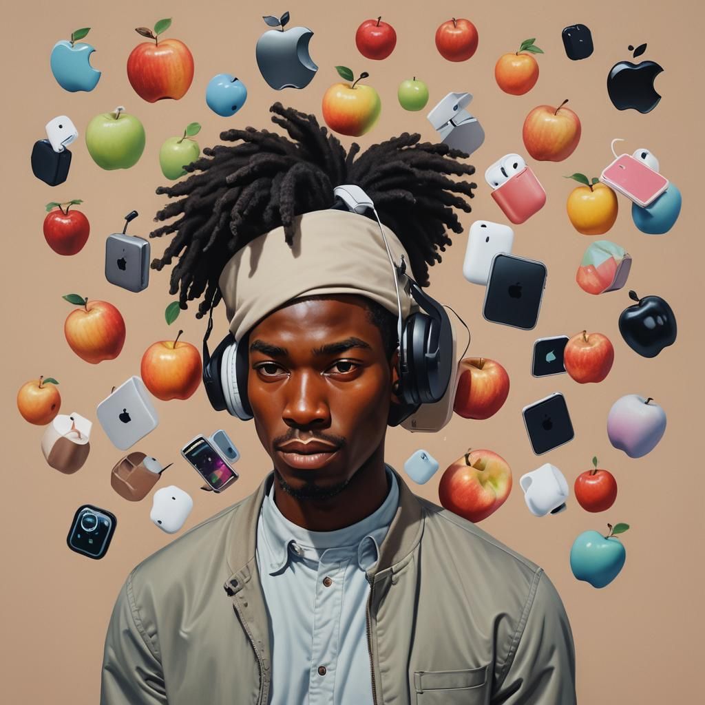 Apple Head Portrait in Hyper-Realism Style