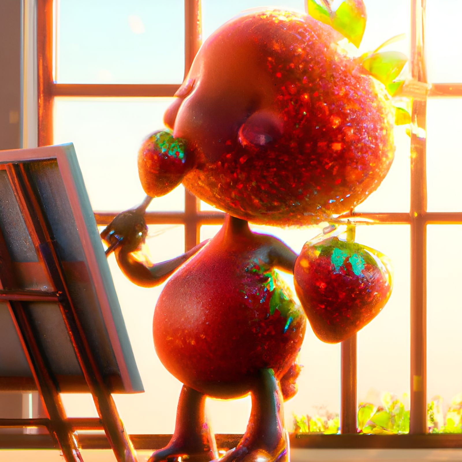 Adorable Strawberry Artist's Digital Painting