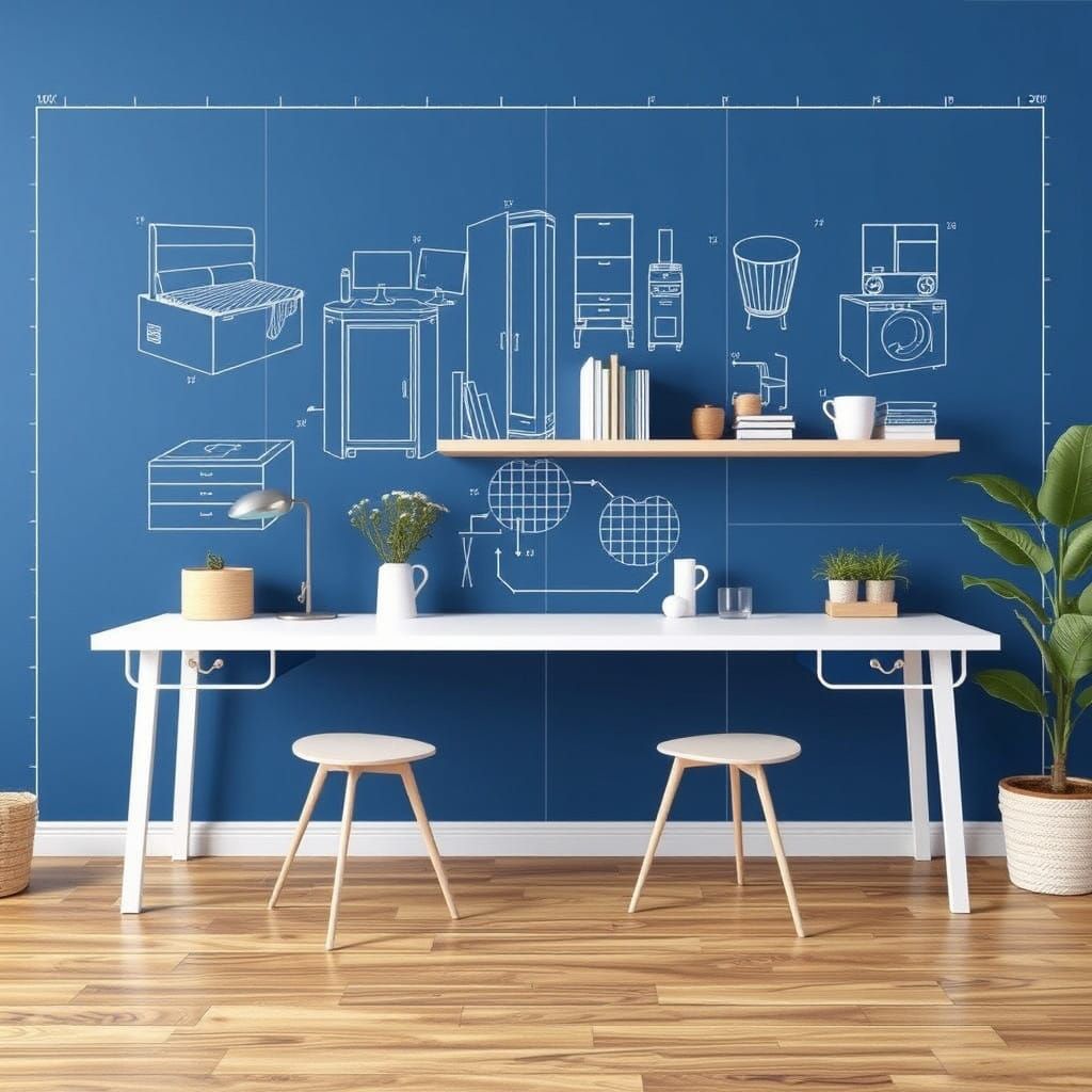 IKEA Blueprint Design Instructions in a Futuristic Architect...