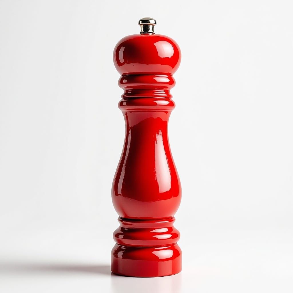 German-Style Red Pepper Grinder Against White Background