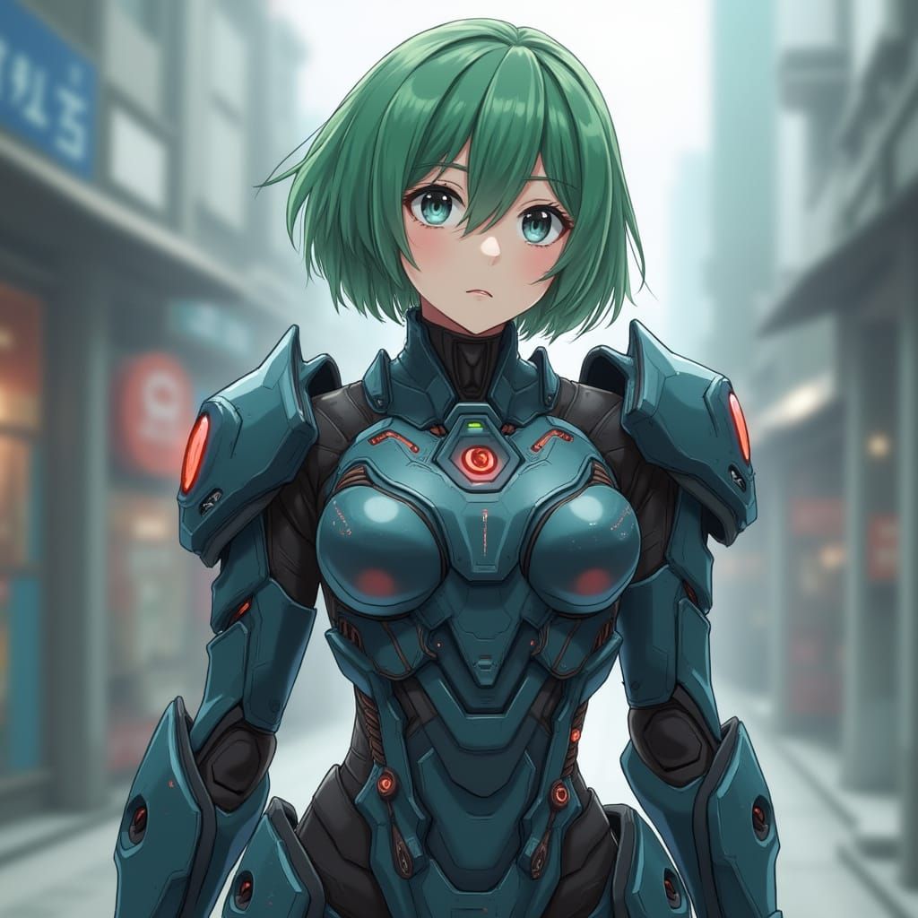 Anime Girl in Futuristic Combat Suit
