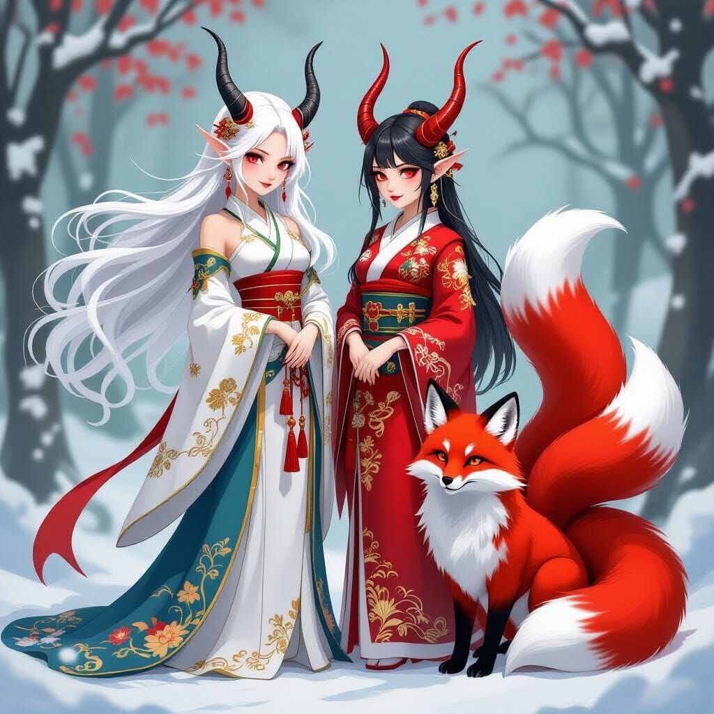 Mythical Creatures in an Ethereal Landscape