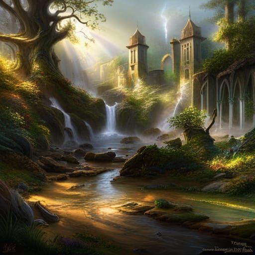 Ethereal Abandoned Amusement Park in Hyperrealistic Style