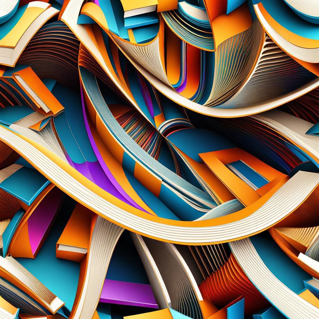 Books Inside Books: Abstract Fractal Vector Art