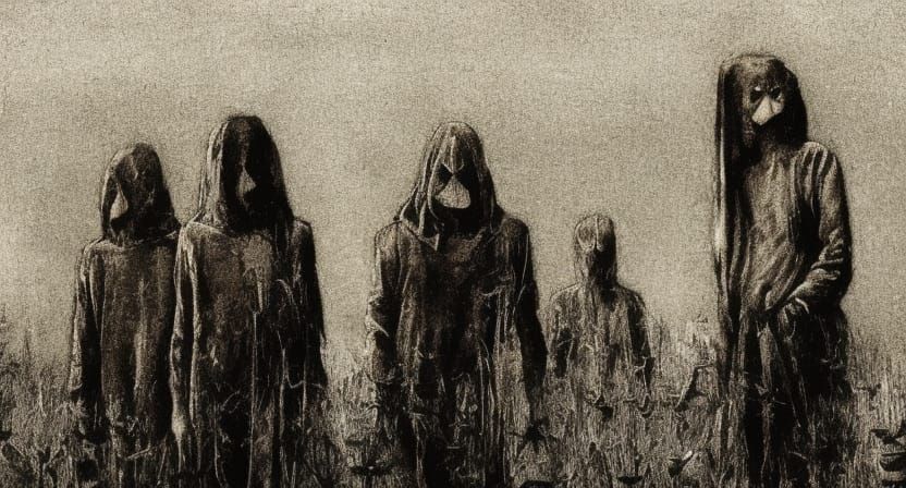 Haunted Cornfields at Dawn: A Sinister Horror Scene