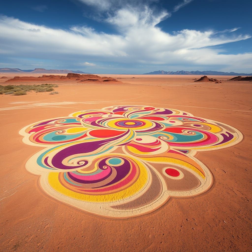 Vibrant Geoglyph Synchromist Masterpiece