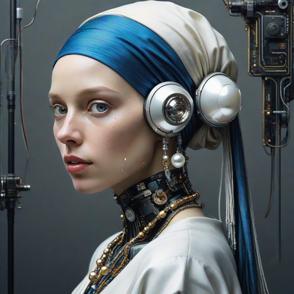Cyborg Girl with Pearl Earring
