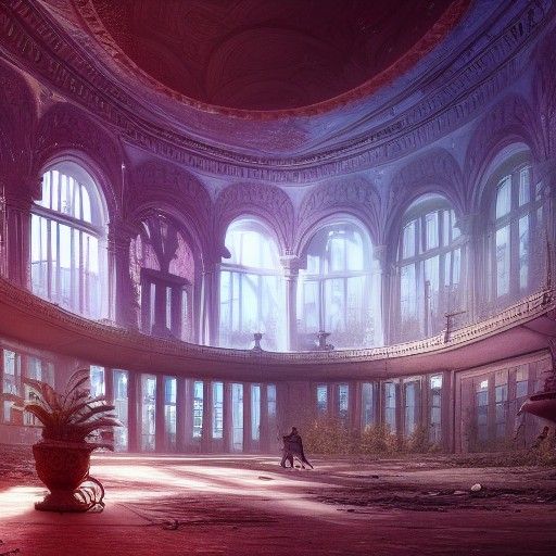 Abandoned Ballroom in Detailed Matte Painting Style