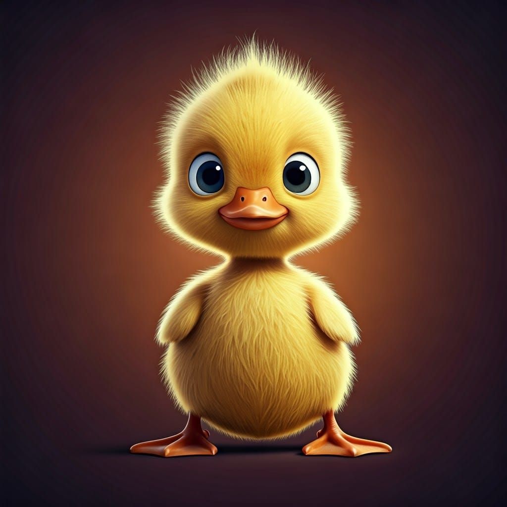 Playful Duckling in Pixar-Inspired 3D Art