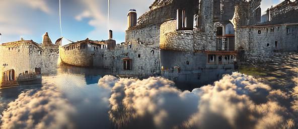 Majestic Castle Floating in the Sky