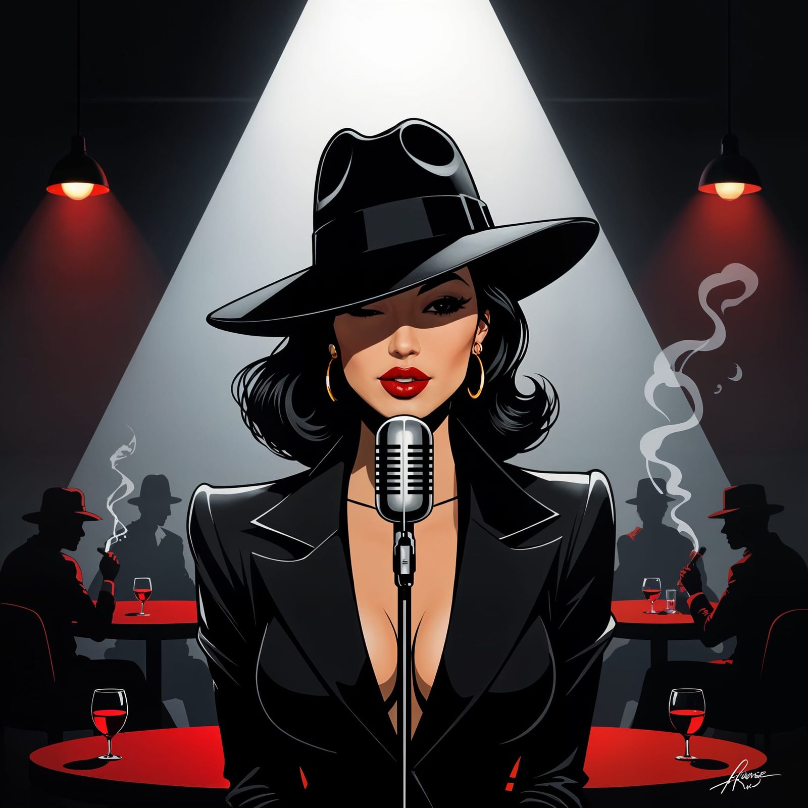 Noir Jazz Singer in Smoky Club