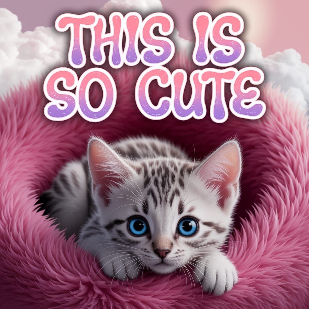 In a vibrant 3D render, the text "this is so cute" curls acr...