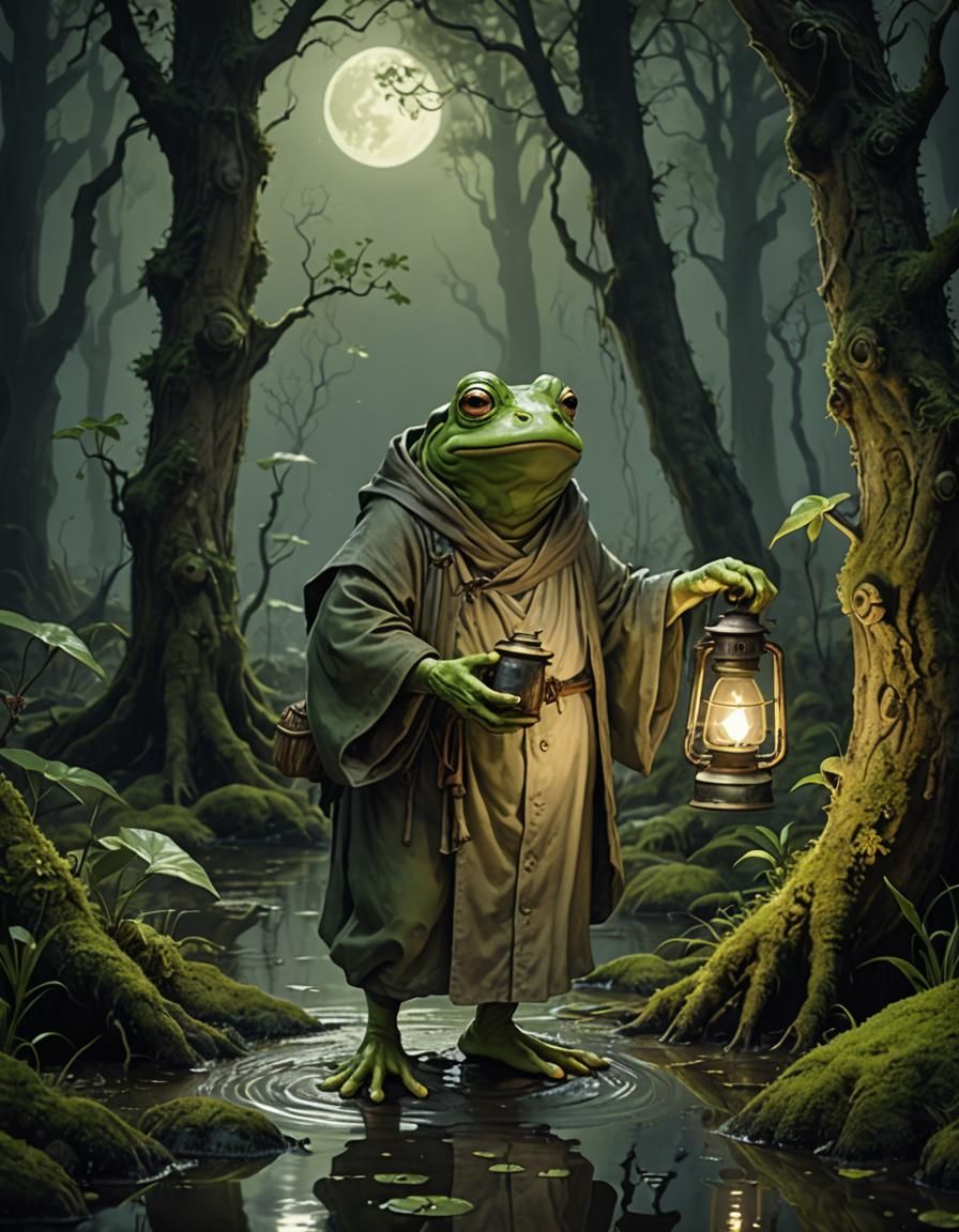Frog Folk Monk in Mystical Swamp