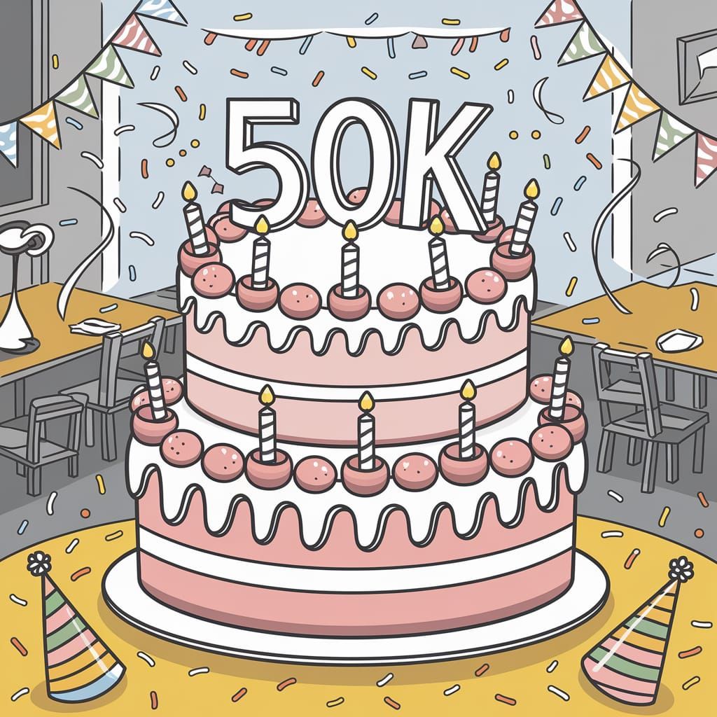 Festive 50K Celebration Cake Illustration