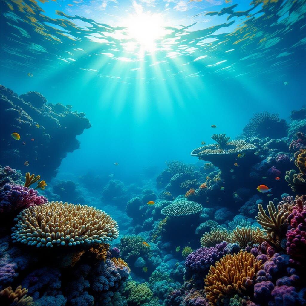 Luminous Coral Labyrinths in Magical Primitivism Style