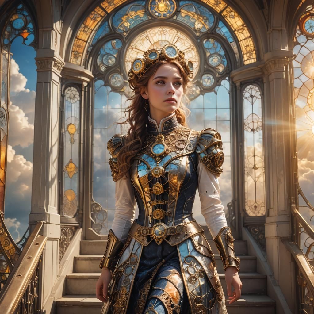 Steampunk Daughter Waits at Pearly Gates: Concept Art