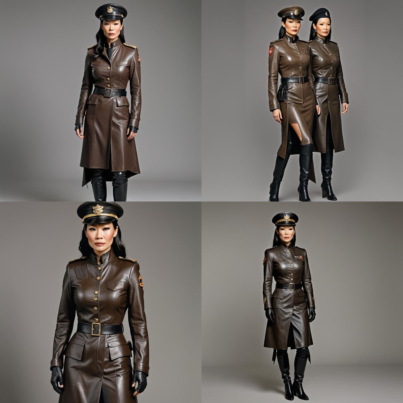 Hyper Realistic Portrait of a Female Military Officer in Lea...