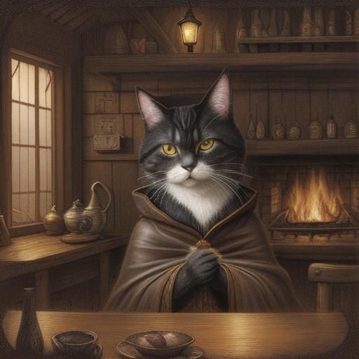 Anthro Cat in Tavern: Naoto Hattori Style