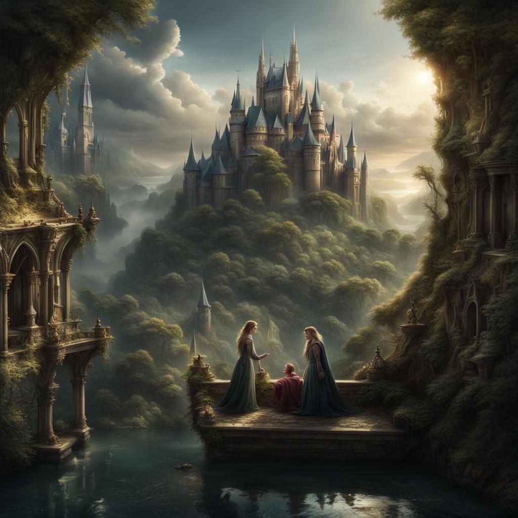 Fairies and Elves in Hidden Kingdom: Digital Painting