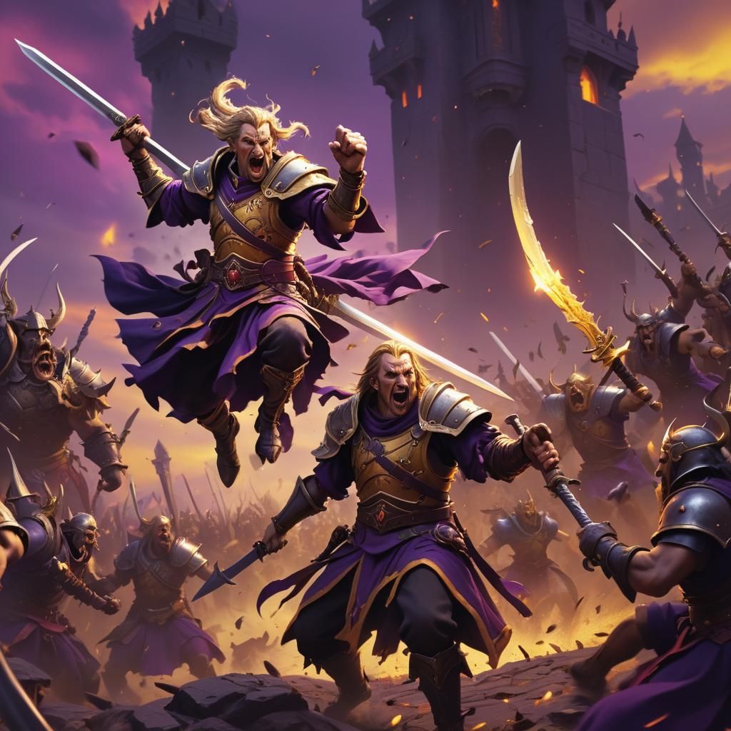 Frenzied Knight Charges in Dark Fantasy Concept Art