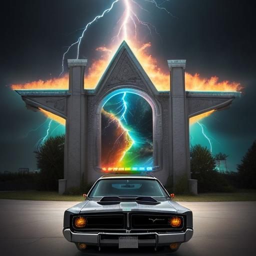 1970 Dodge Charger Surrounded by Lightning