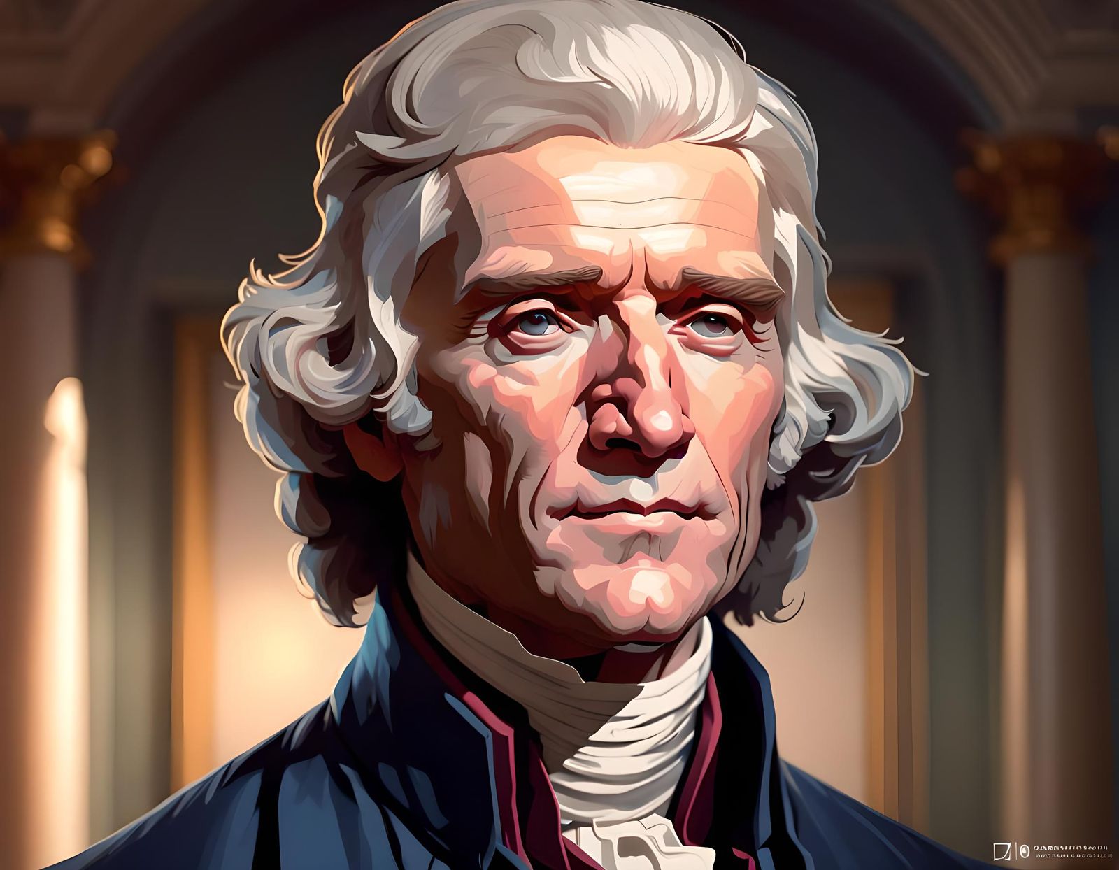 Jefferson Portrait in Art Nouveau Style