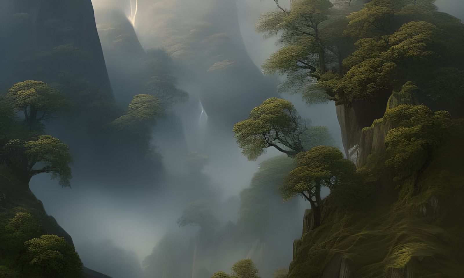 Stormy Mountain Forest in Hyperdetailed Digital Painting