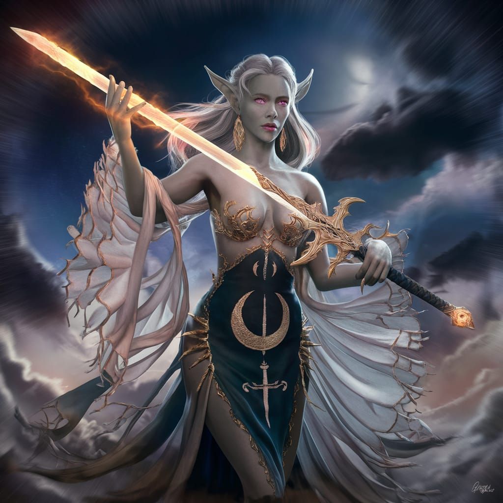 Drow Priestess of Eilistraee in Fantasy Splash Art