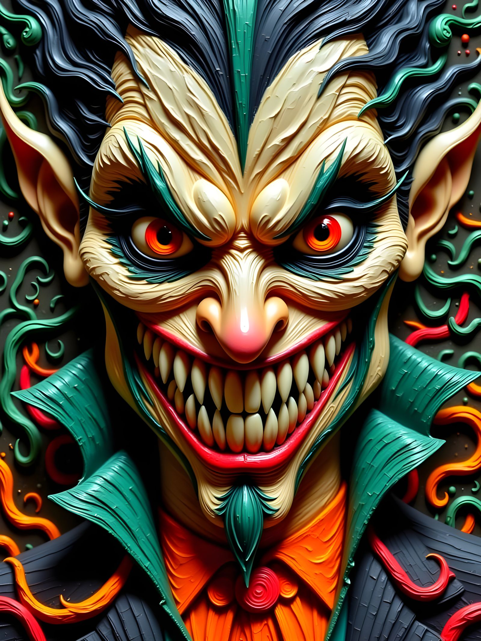 Maniacal Magician in Baroque Oil Painting with Encaustic Str...