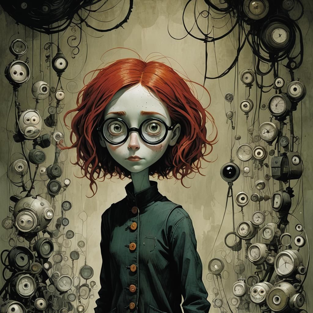 Coraline and Wybie in Dark Fantasy Style