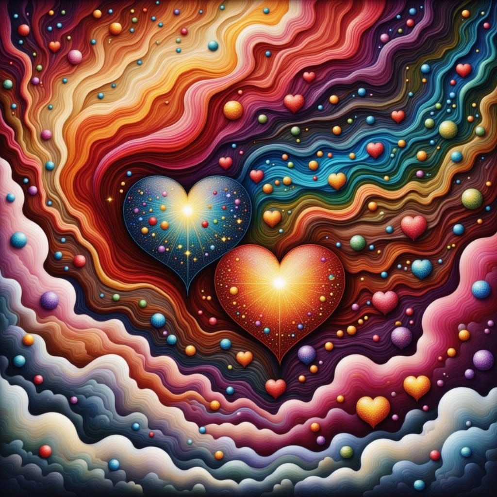 Dreamy Cosmic Romance Heart Comet Artwork