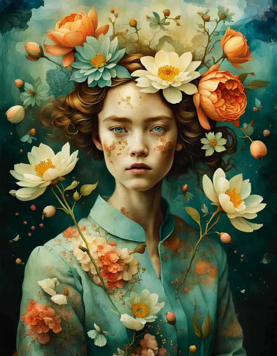 Floral Collage in Photographic Art Style