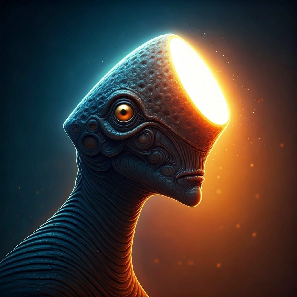 Strange Light-Projecting Creatures in Hyperrealistic Style
