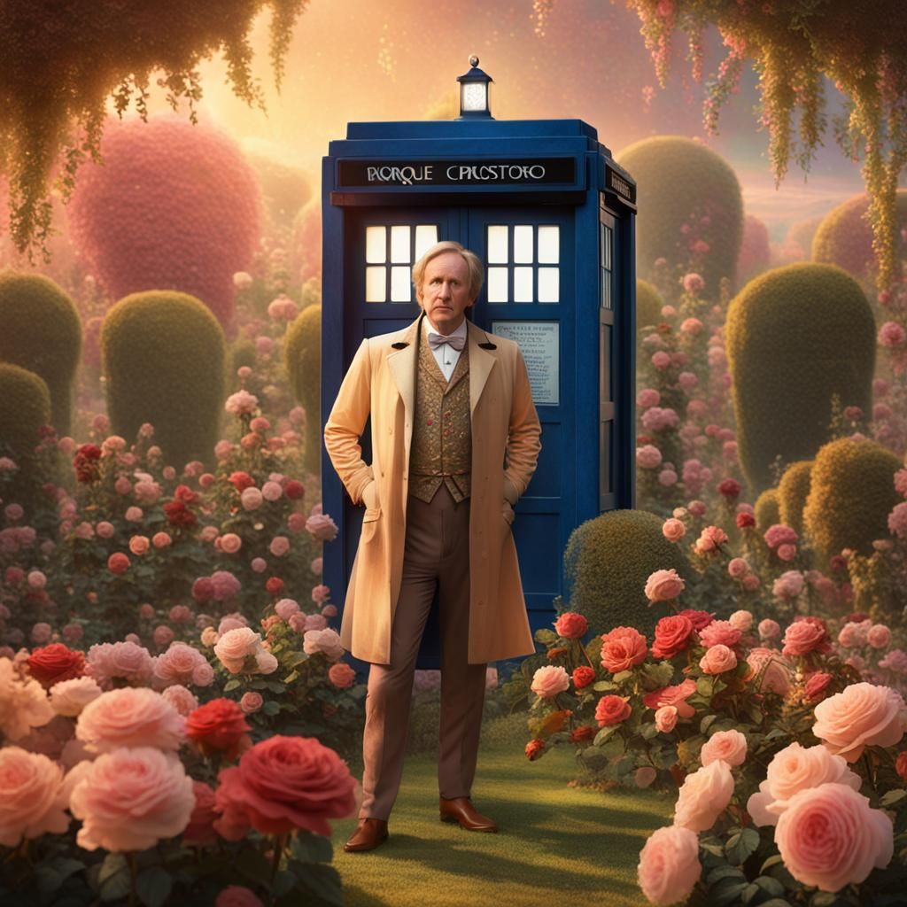 Doctor Who in a Baroque Surrealist Garden