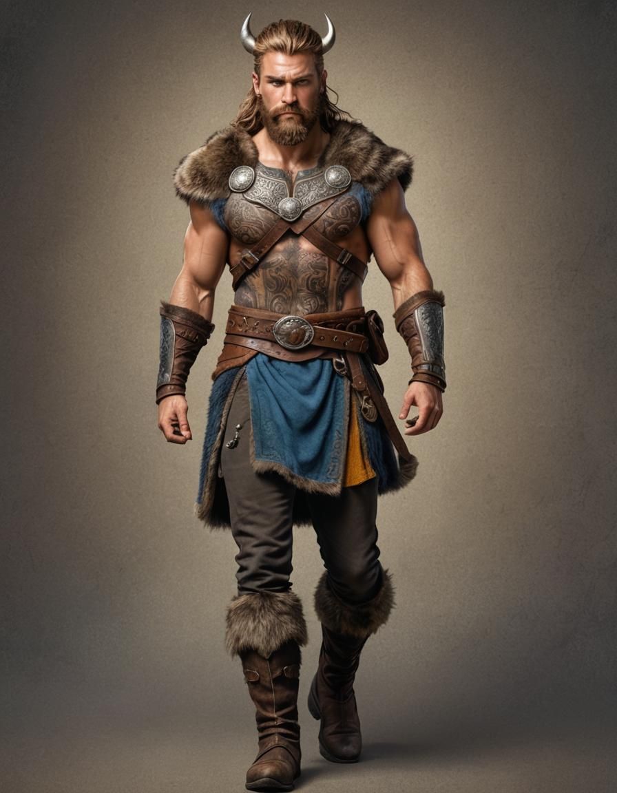 Handsome masculine Viking man