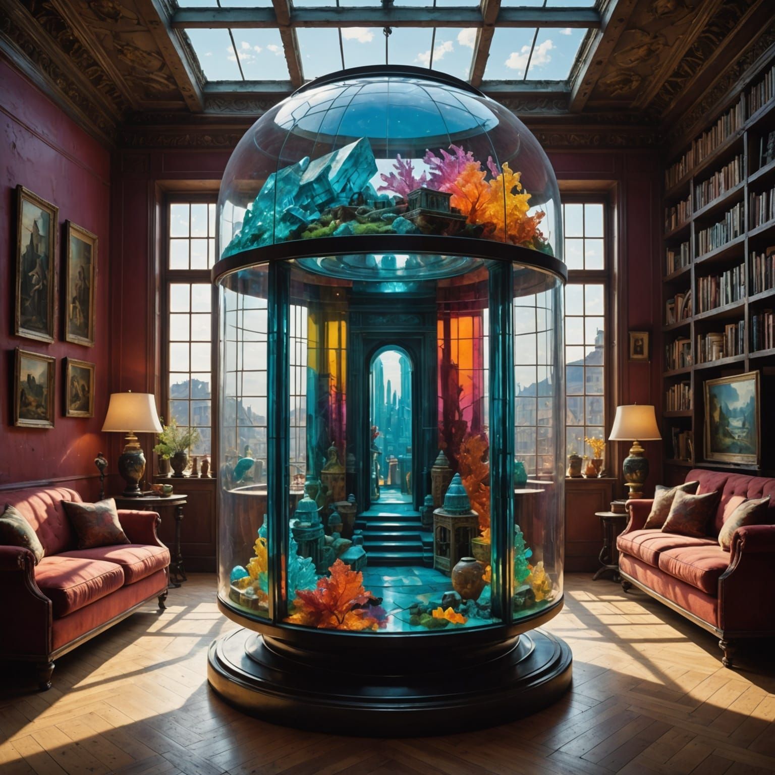 Ancient Civilization in Glass Container