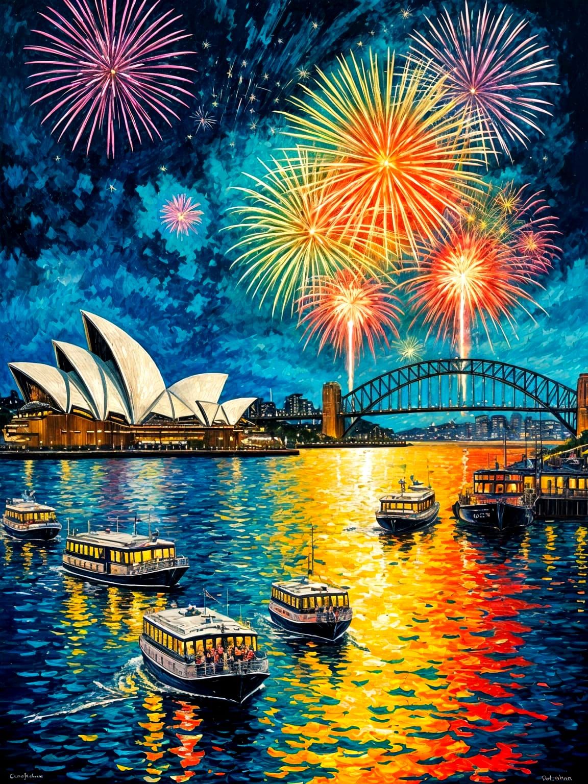 Vibrant New Year's Eve Fireworks Illuminate Sydney Harbour