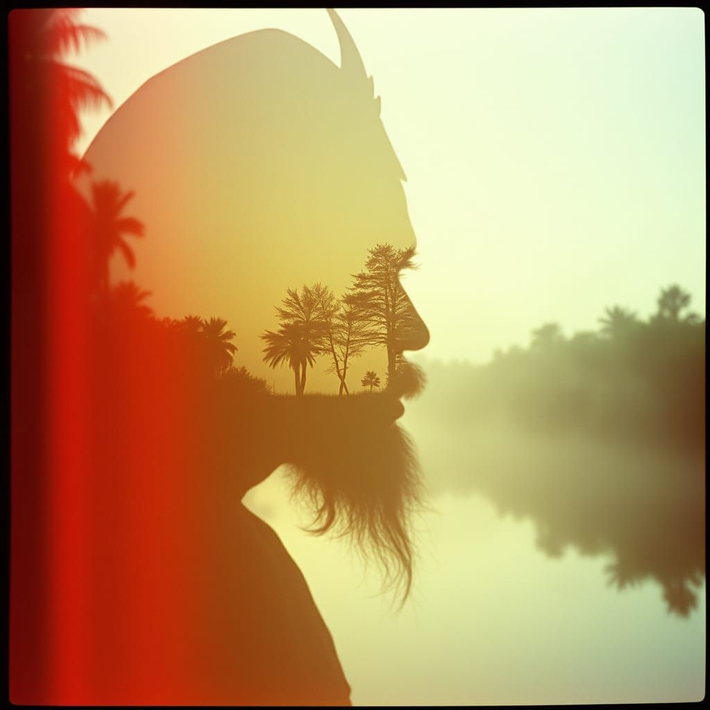 Mystical Voodoo Priest in Bayou Landscape, Shot on 35mm Film