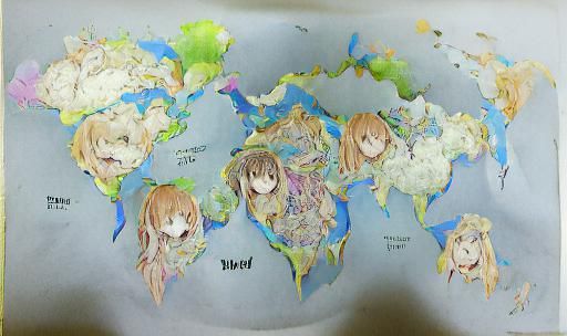 World Map with Unexpected Facial Features