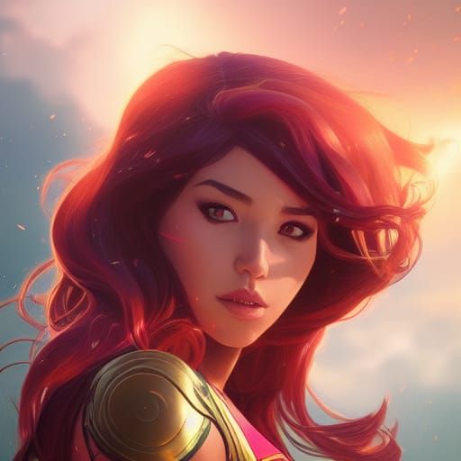 Wonder Girl Portrait in Hyperdetailed Digital Art Style