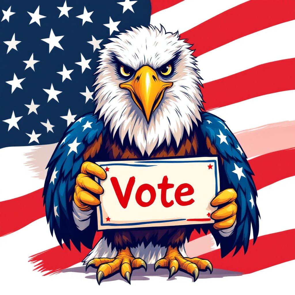 Cartoon Eagle Election Poster: Vector Art Illustration