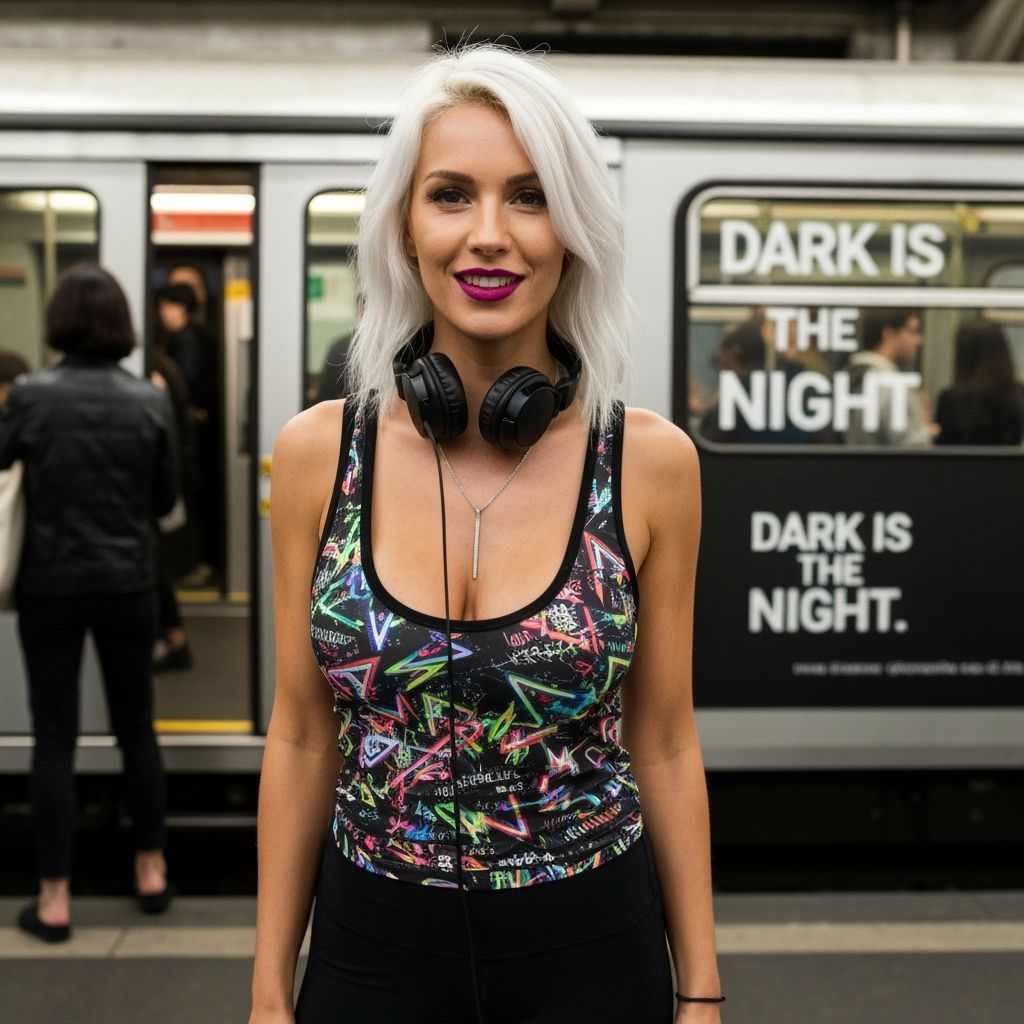 Female DJ in Paris Subway, Neon Style