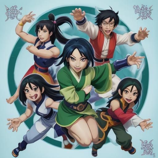 Anime Girl with Extra Arms in Manga Style