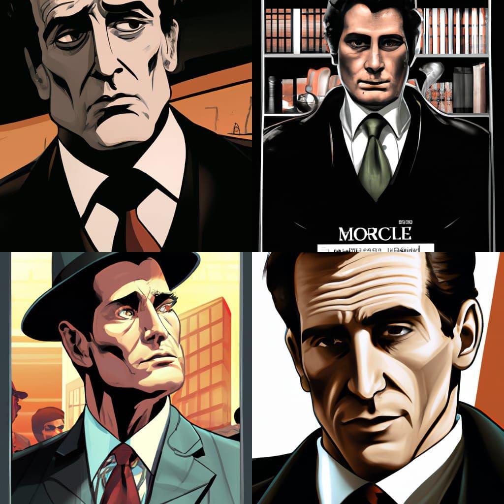 Michael Corleone in Comic Book Art Style