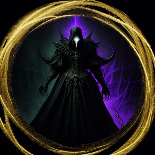 Dark Fantasy Figure Before Portal to Darkness